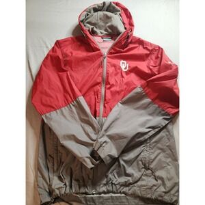 Columbia OU Oklahoma Sooners Lightweight Hooded Jacket Men's Medium Red Gray